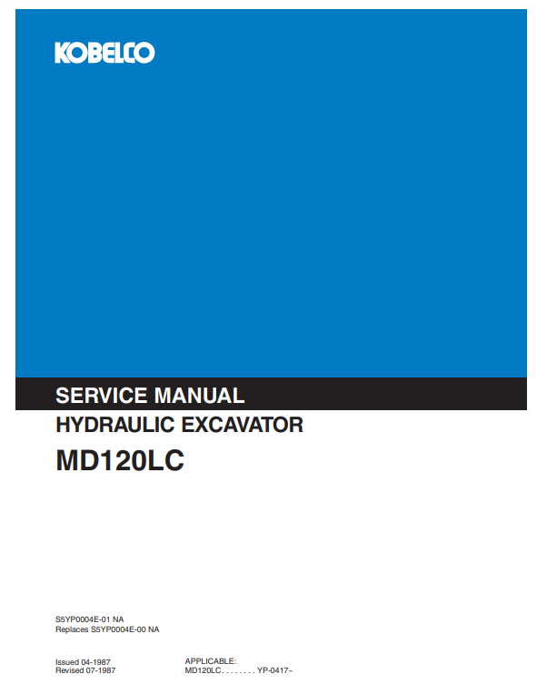 Manual de Reparación Excavadora Kobelco MD120LC
