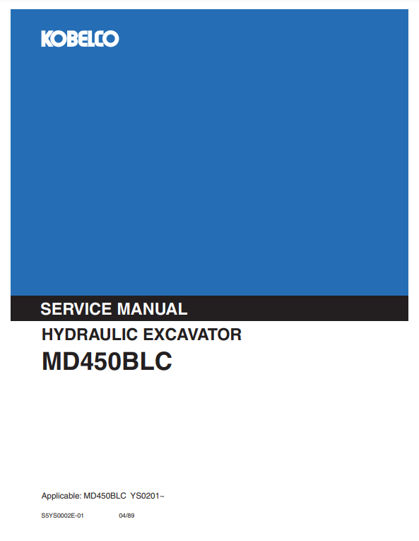 Manual de Reparación Excavadora Kobelco MD450BLC