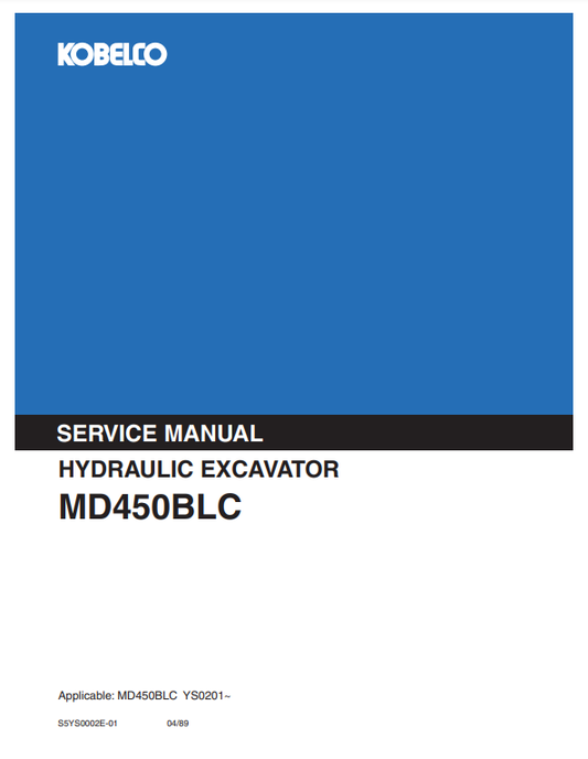 Manual de Reparación Excavadora Kobelco MD450BLC