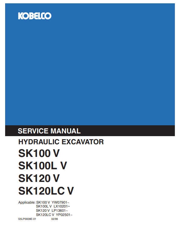 Manual de Reparación Excavadora Kobelco SK100-V, SK100L-V, SK120-V, SK120LC-V