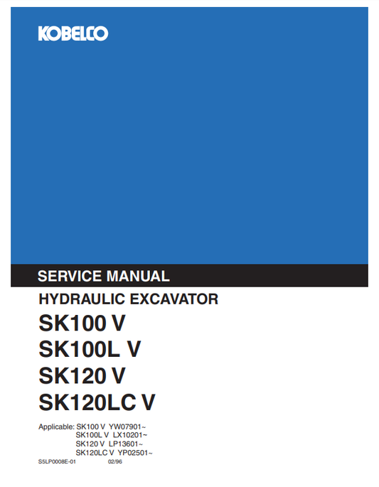 Manual de Reparación Excavadora Kobelco SK100-V, SK100L-V, SK120-V, SK120LC-V