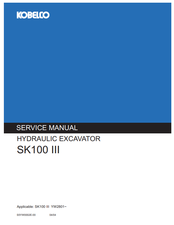 Manual de Reparación Excavadora Kobelco SK100 III