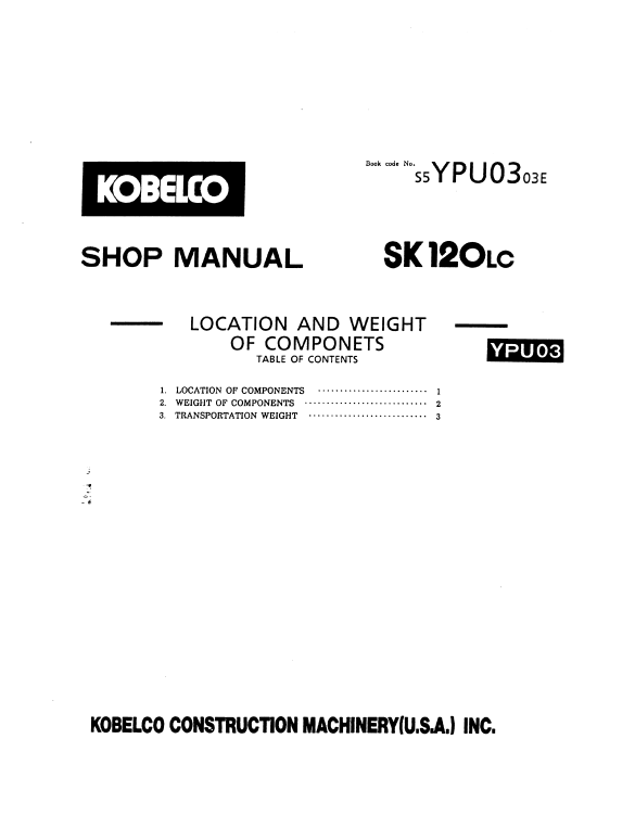 Manual de Reparación Excavadora Kobelco SK100, SK120LC