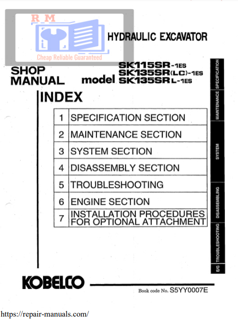 Manual de Reparación Excavadora Kobelco SK115-1ES Series
