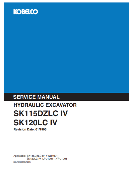 Manual de Reparación Excavadora Kobelco SK115DZLC IV, SK120LC