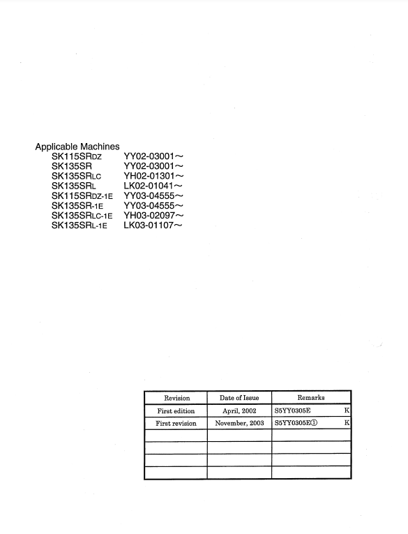 Manual de Reparación Excavadora Kobelco SK115SRDZ-1E, SK135SRLC-1E, SK135SRLC-1E, SK135SRL-1E