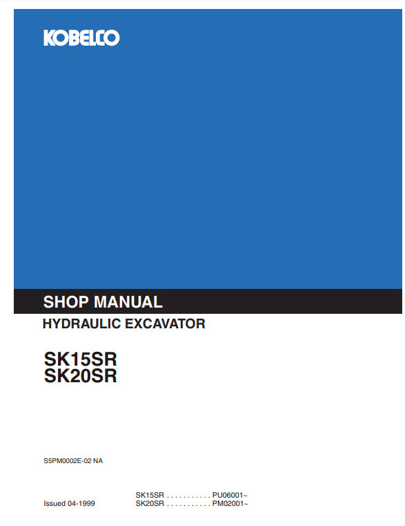 Manual de Reparación Excavadora Kobelco SK15SR , SK20SR