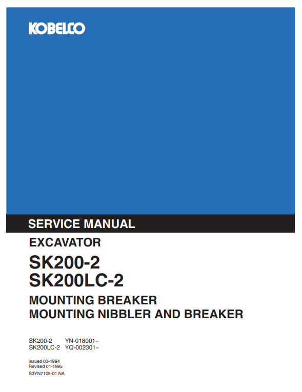 Manual de Reparación Excavadora Kobelco SK200-2 , SK200LC-2