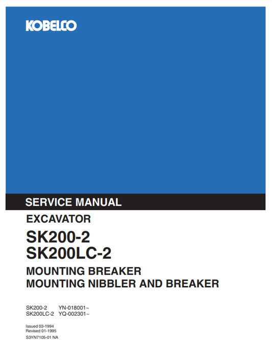 Manual de Reparación Excavadora Kobelco SK200-2 , SK200LC-2
