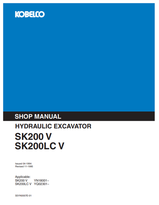 Manual de Reparación Excavadora Kobelco SK200-V, SK200LC-V