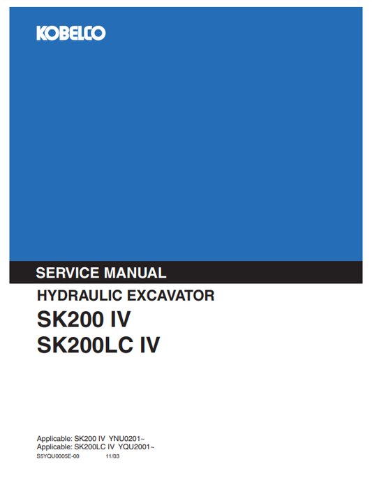 Manual de Reparación Excavadora Kobelco SK200 IV, SK200LC IV