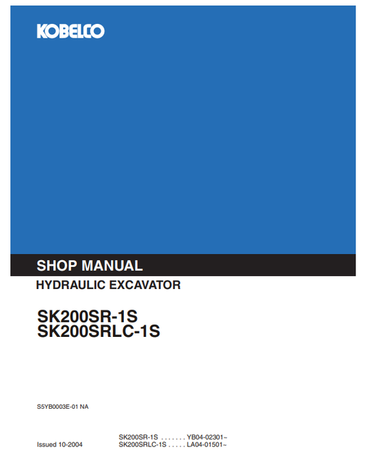 Manual de Reparación Excavadora Kobelco SK200SR-1S, SK200SRLC-1S