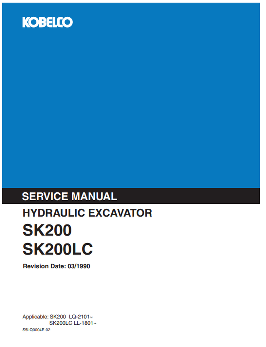 Manual de Reparación Excavadora Kobelco SK200, SK200LC