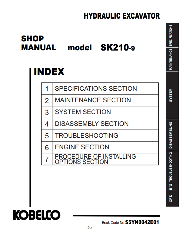 Manual de Reparación Excavadora Kobelco SK210-9