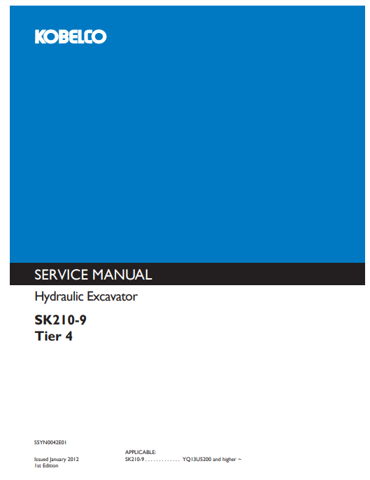 Manual de Reparación Excavadora Kobelco SK210-9 Tier 4