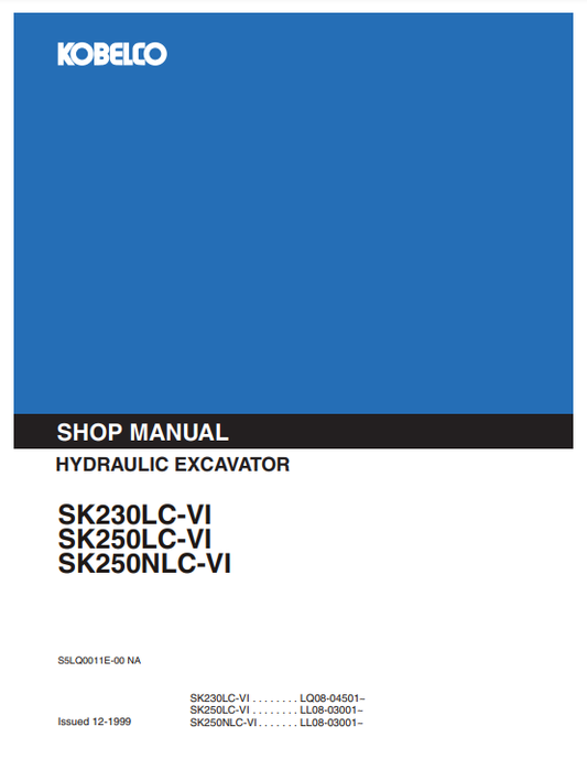 Manual de Reparación Excavadora Kobelco SK230LC-VI, SK250LC-VI, SK250NLC-VI