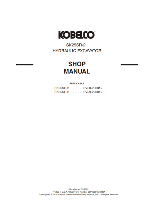 Manual de Reparación Excavadora Kobelco SK25SR-2