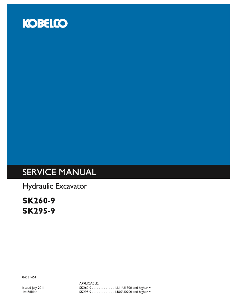 Manual de Reparación Excavadora Kobelco SK260-9, SK295-9