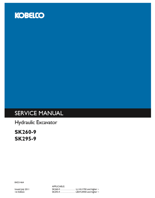 Manual de Reparación Excavadora Kobelco SK260-9, SK295-9