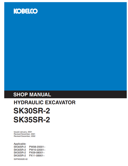 Manual de Reparación Excavadora Kobelco SK30SR-2 , SK35SR-2