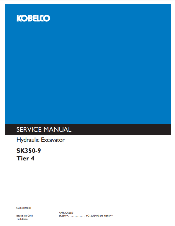 Manual de Reparación Excavadora Kobelco SK350-9 Tier 4