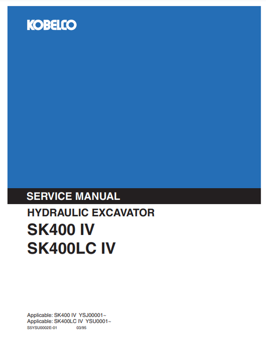 Manual de Reparación Excavadora Kobelco SK400 IV, SK400LC IV