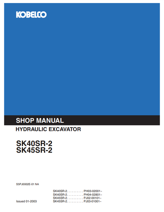 Manual de Reparación Excavadora Kobelco SK40SR-2 , SK45SR-2