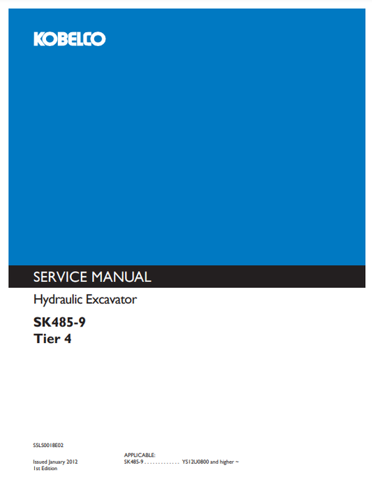 Manual de Reparación Excavadora Kobelco SK485-9 Tier 4