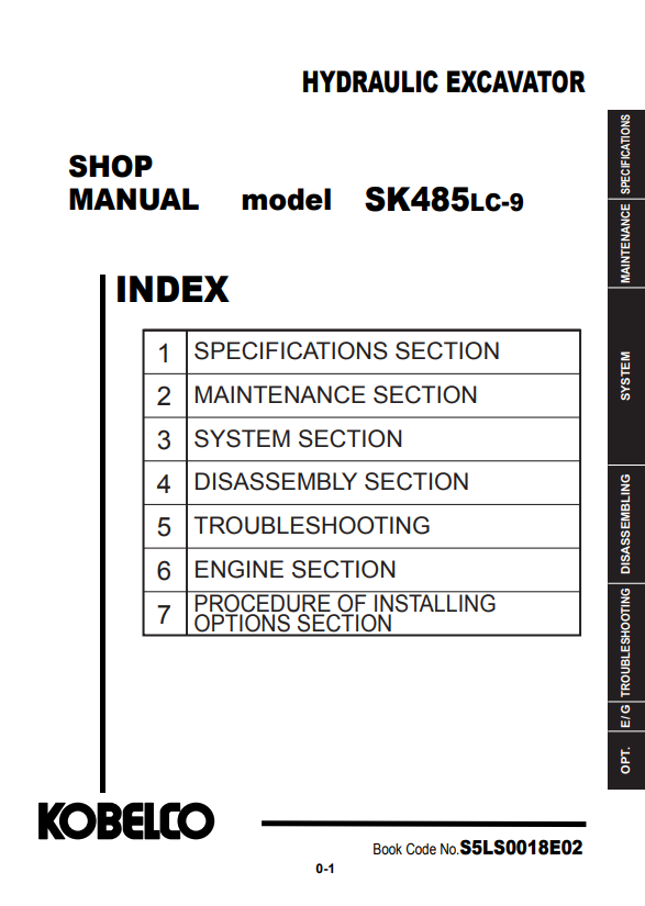 Manual de Reparación Excavadora Kobelco SK485LC-9