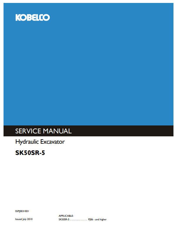 Manual de Reparación Excavadora Kobelco SK50SR-5