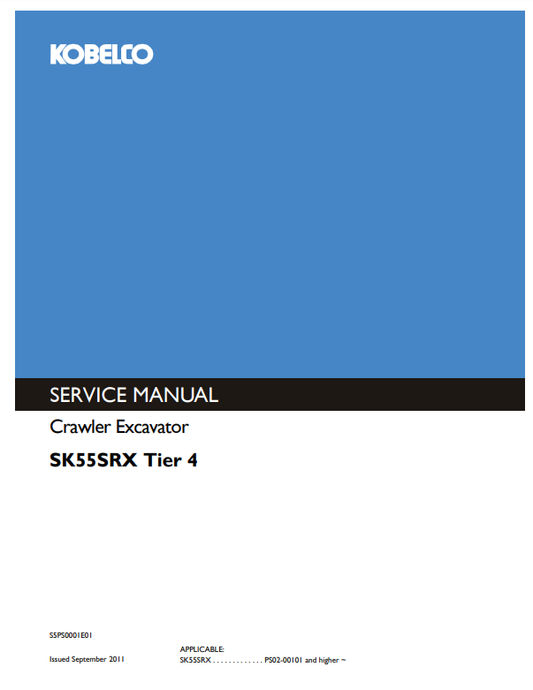 Manual de Reparación Excavadora Kobelco SK55SRX Tier 4