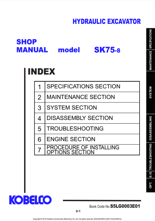 Manual de Reparación Excavadora Kobelco SK75-8