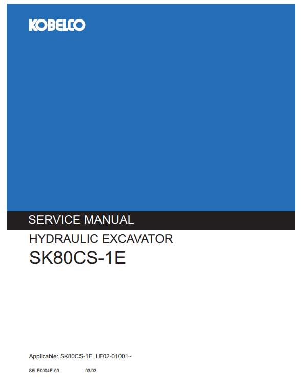 Manual de Reparación Excavadora Kobelco SK80CS-1E