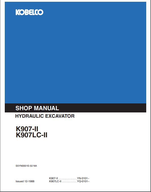 Manual de Reparación Excavadora Koelco K907-II, K907LC-II