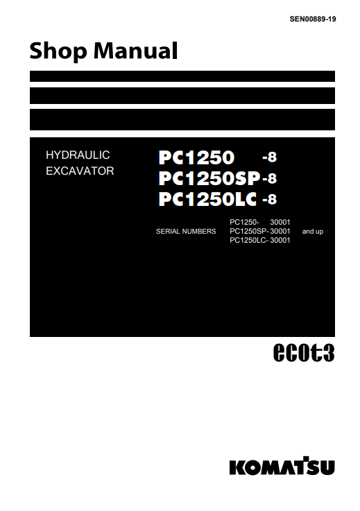 Manual de Reparación Excavadora Komatsu PC1250-8, PC1250SP-8, PC1250LC-8