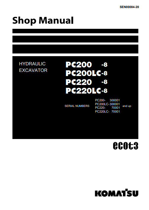 Manual de Reparación Excavadora Komatsu PC200-8, PC200LC-8, PC220-8, PC220LC-8