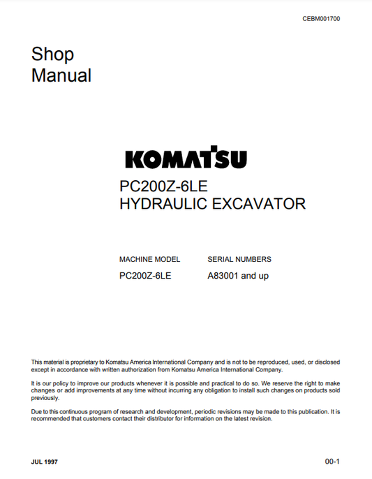 Manual de Talla Excavadora Komatsu PC200Z-6LE