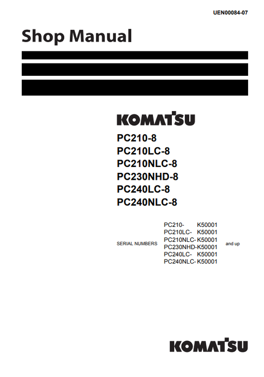 Manual de Reparación Excavadora Komatsu PC210, PC240