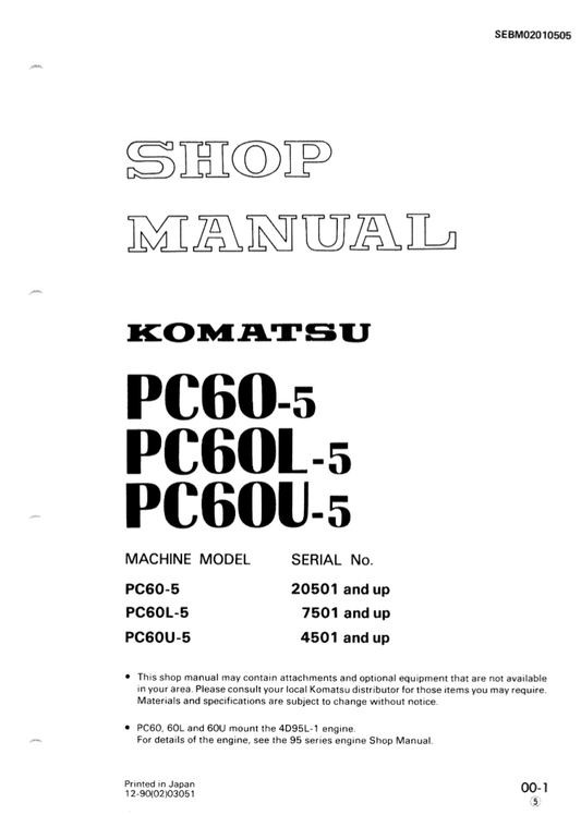Manual de Taller Excavadora Komatsu PC60-5