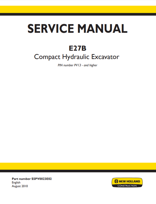 Manual de Reparación Excavadora New Holland E27B
