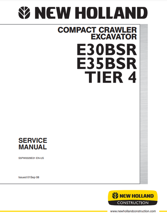 Manual de Reparación Excavadora New Holland E30BSR , E35BSR