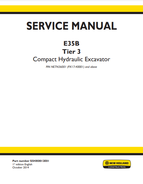 Manual de Reparación Excavadora New Holland E35B Tier 3