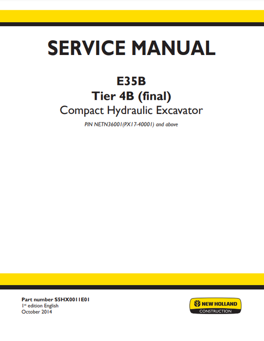 Manual de Reparación Excavadora New Holland E35B Tier 4