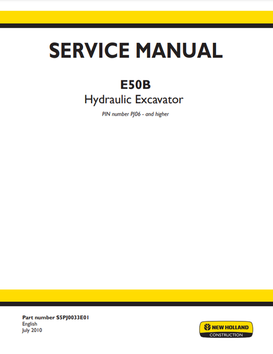 Manual de Reparación Excavadora New Holland E50B