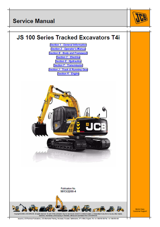 Manual de Servicios Excavadora sobre Orugas JCB JS 100 T4i