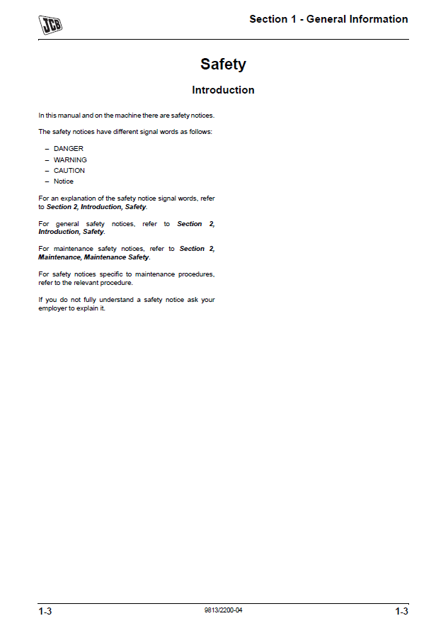 Manual de Servicios Excavadora sobre Orugas JCB JS 100 T4i
