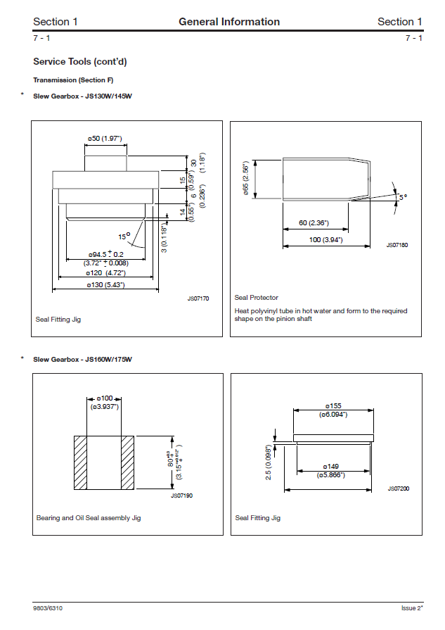 Manual de Servicios Excavadora sobre Ruedas JCB JS130W, JS145W, JS160W, JS175W