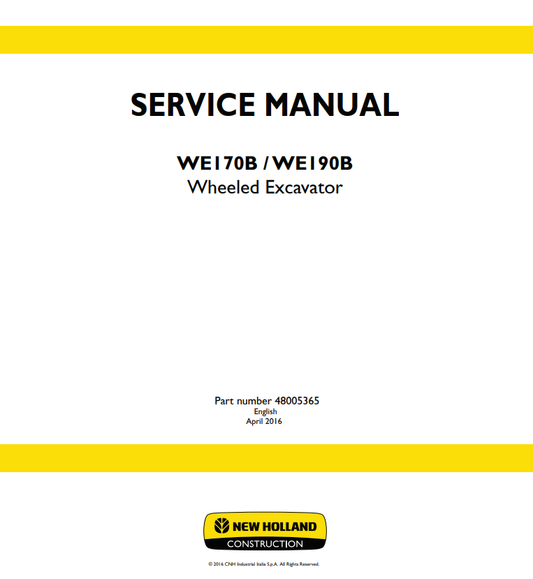Manual de Reparación Excavadora sobre Ruedas New Holland WE170B, WE190B