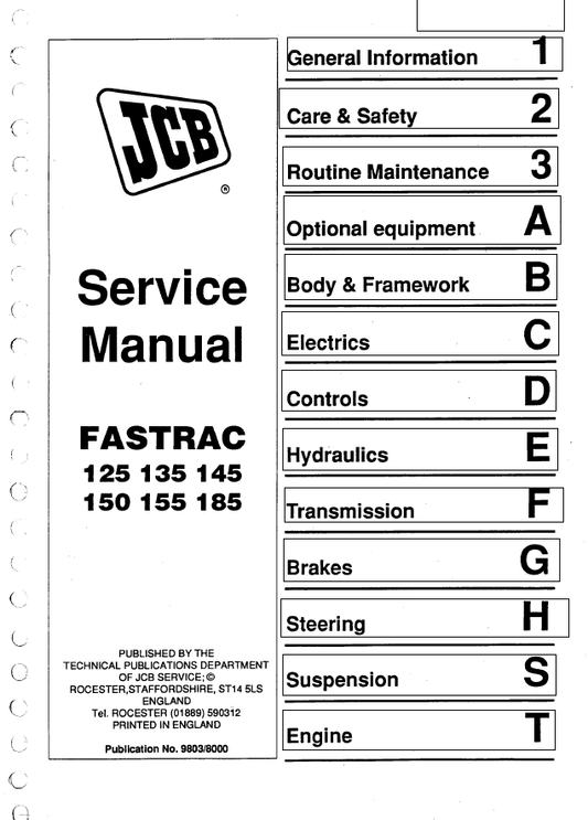 Manual de Reparación Fastrac JCB 125 135 145 150 155 185