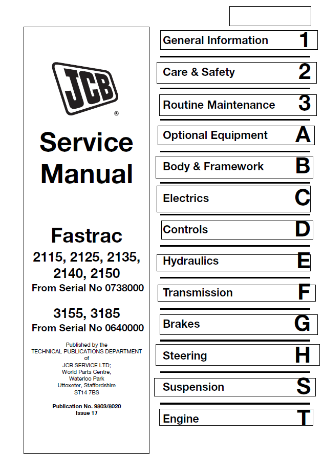 Manual de Reparación Fastrac JCB 2115, 2125, 2135, 2140, 2150